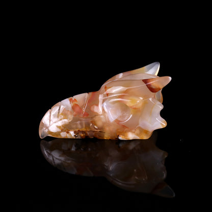 2.6" Sakura Agate Hand Carved Crystal Phoenix Skull Sculpture Crystallumi