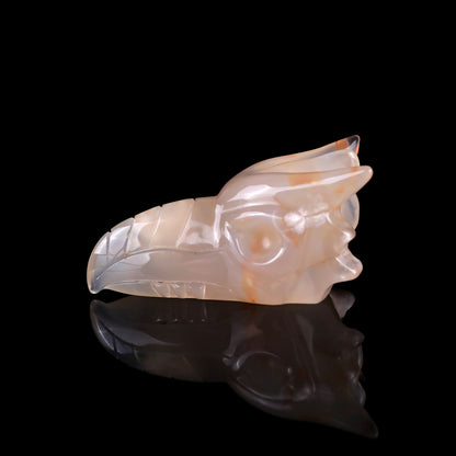 2.6" Sakura Agate Hand Carved Crystal Phoenix Skull Sculpture Crystallumi