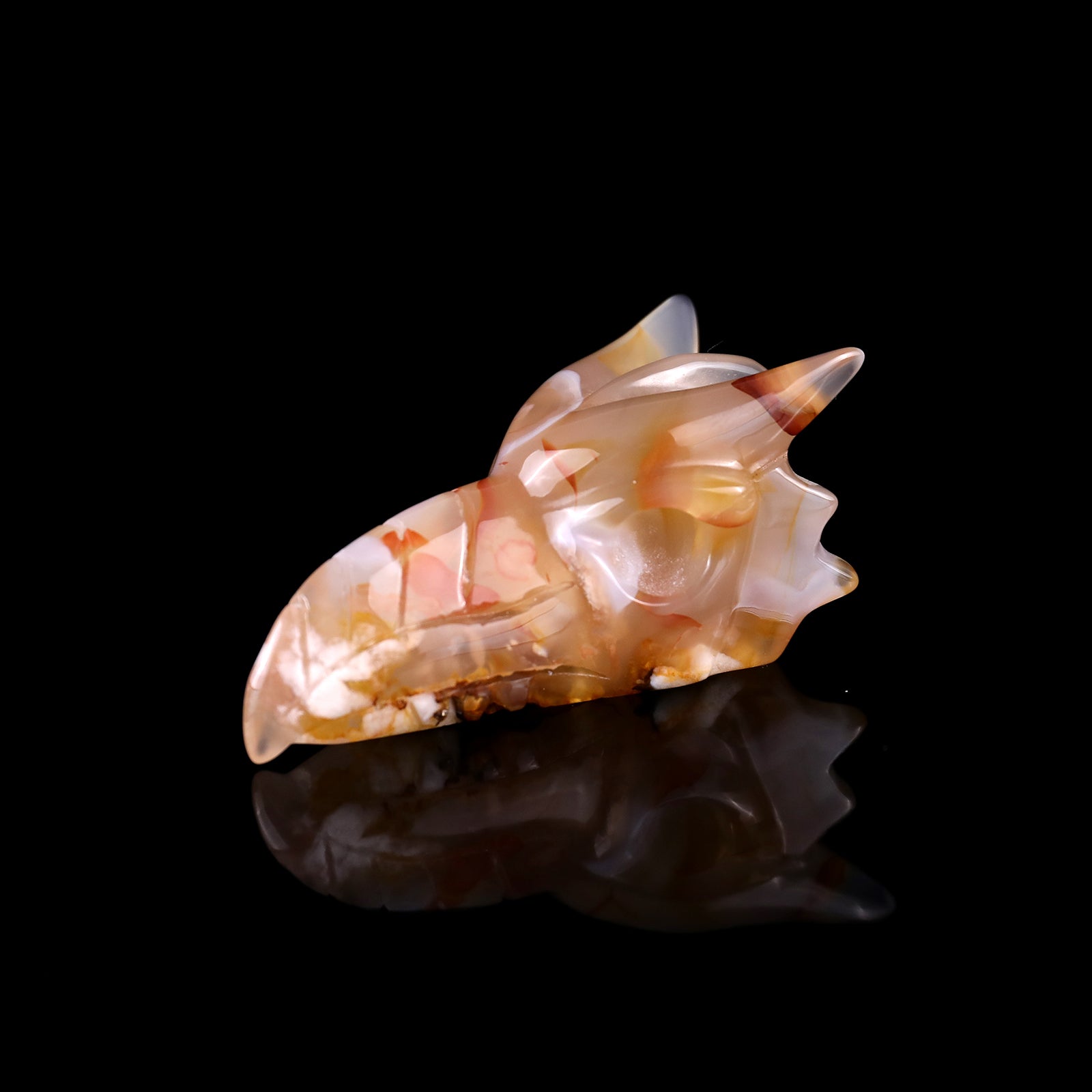 2.6" Sakura Agate Hand Carved Crystal Phoenix Skull Sculpture Crystallumi