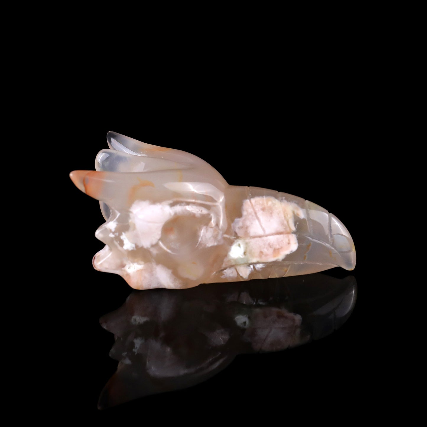 2.6" Sakura Agate Hand Carved Crystal Phoenix Skull Sculpture Crystallumi