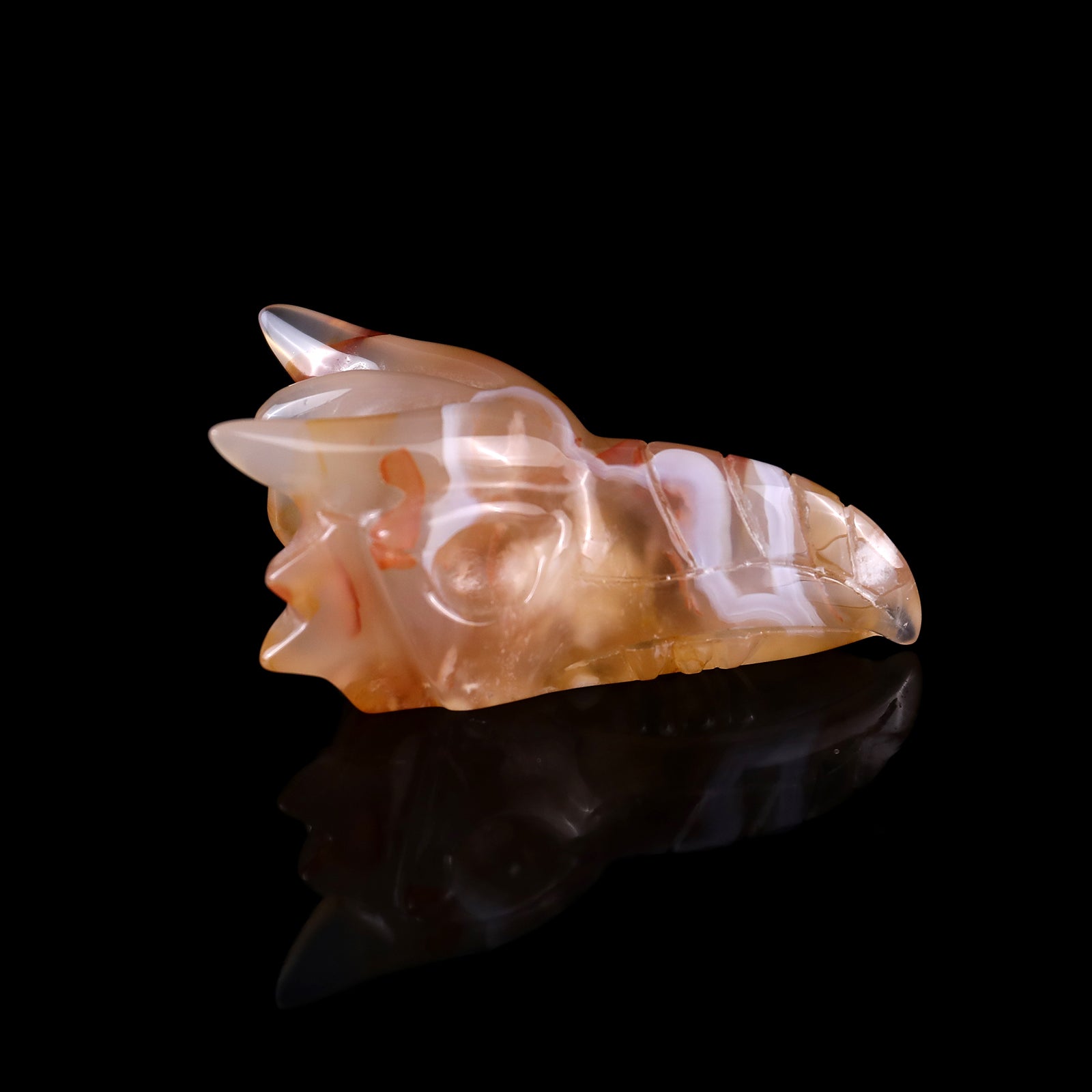 2.6" Sakura Agate Hand Carved Crystal Phoenix Skull Sculpture Crystallumi