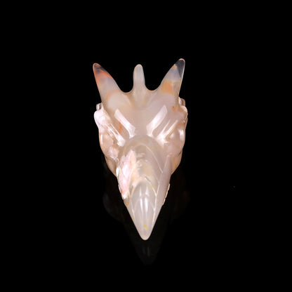 2.6" Sakura Agate Hand Carved Crystal Phoenix Skull Sculpture Crystallumi