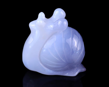 2.7" Blue Chalcedony Hand Carved Crystal Snail Sculpture Crystallumi