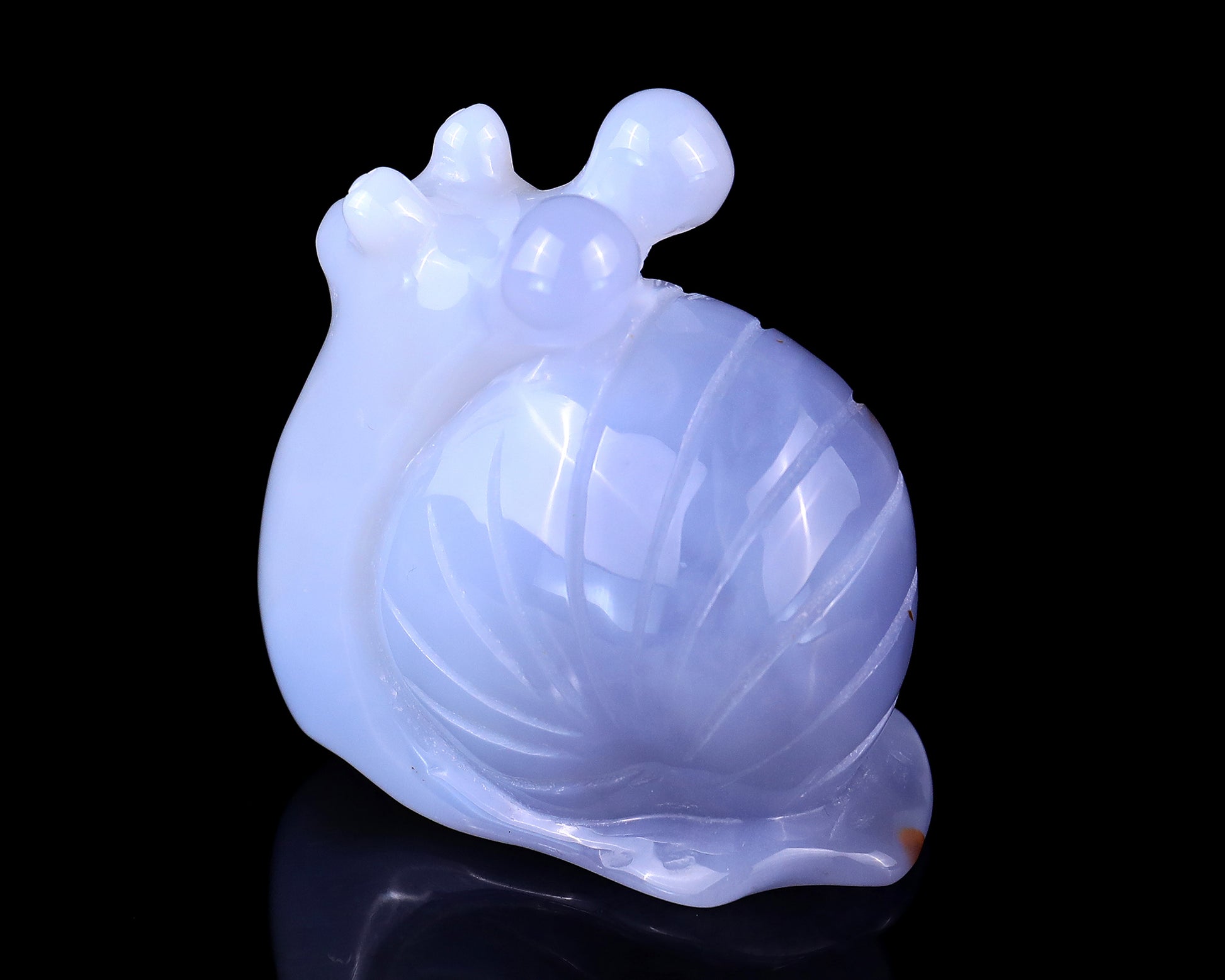 2.7" Blue Chalcedony Hand Carved Crystal Snail Sculpture Crystallumi