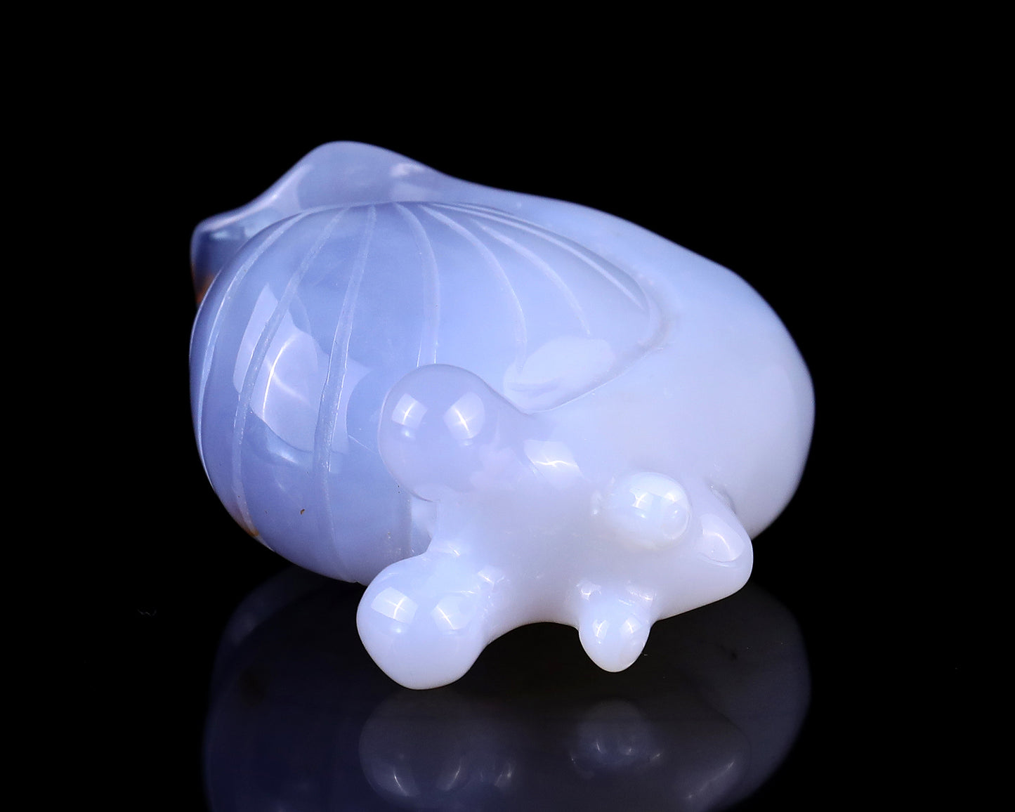 2.7" Blue Chalcedony Hand Carved Crystal Snail Sculpture Crystallumi