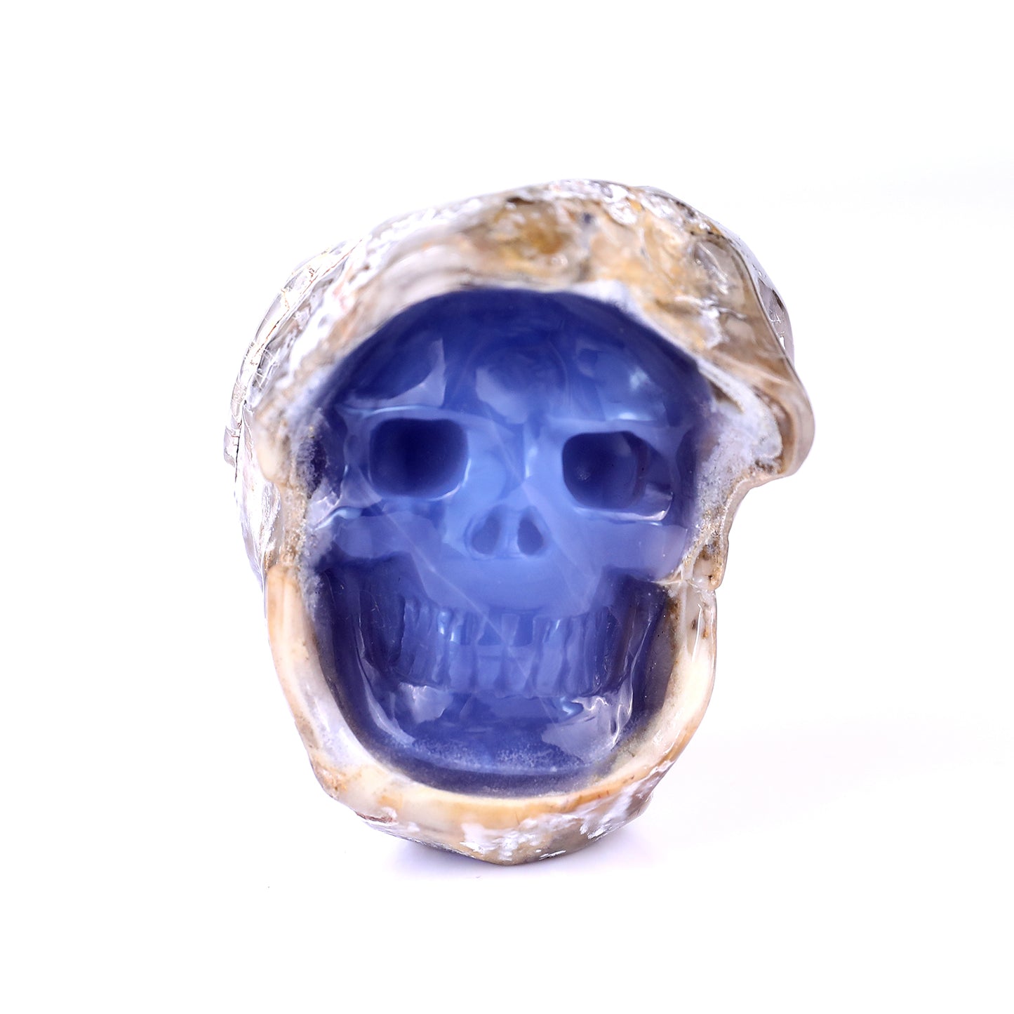 2.7" Blue Chalcedony Hand Carved Mineral Specimen Skull Sculpture Crystallumi