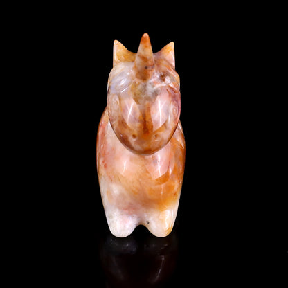 2.7" Chalcedony Hand Carved Crystal Unicorn Sculpture Crystallumi