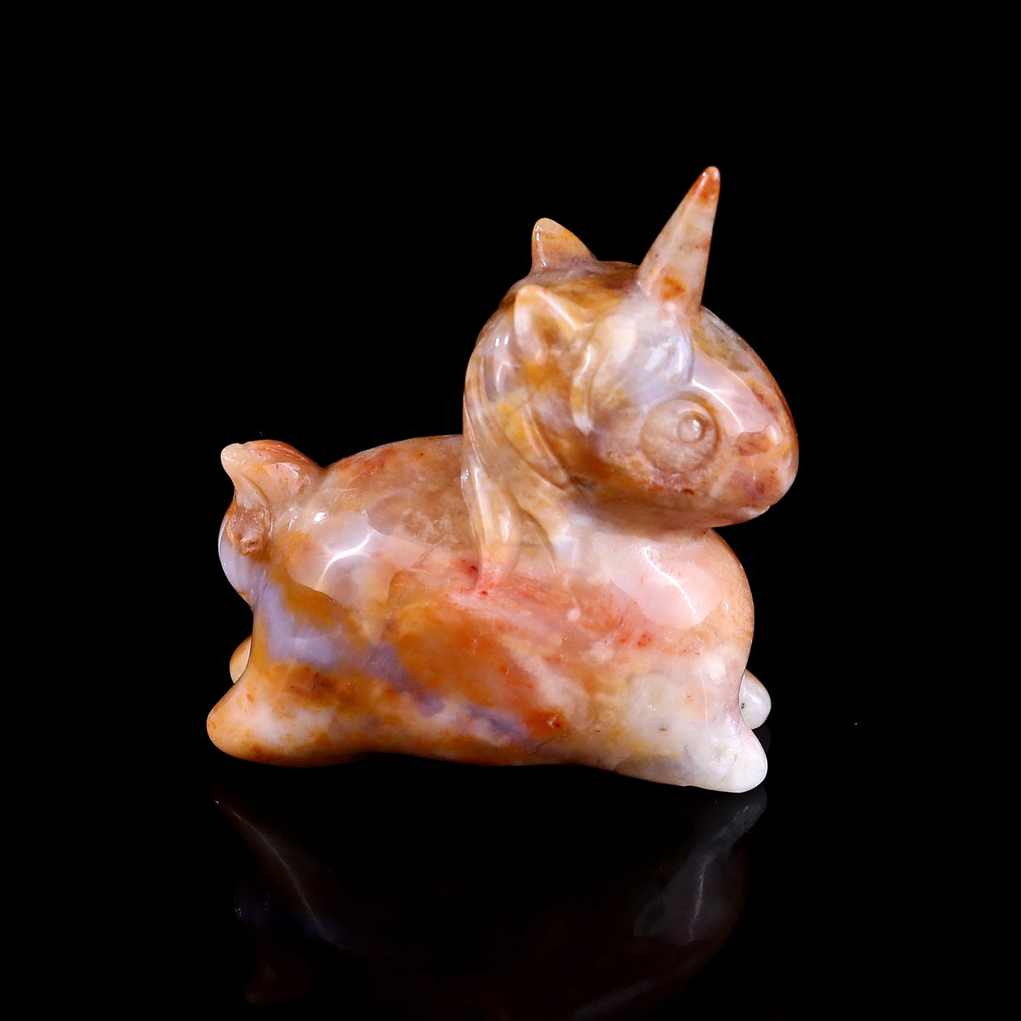 2.7" Chalcedony Hand Carved Crystal Unicorn Sculpture Crystallumi