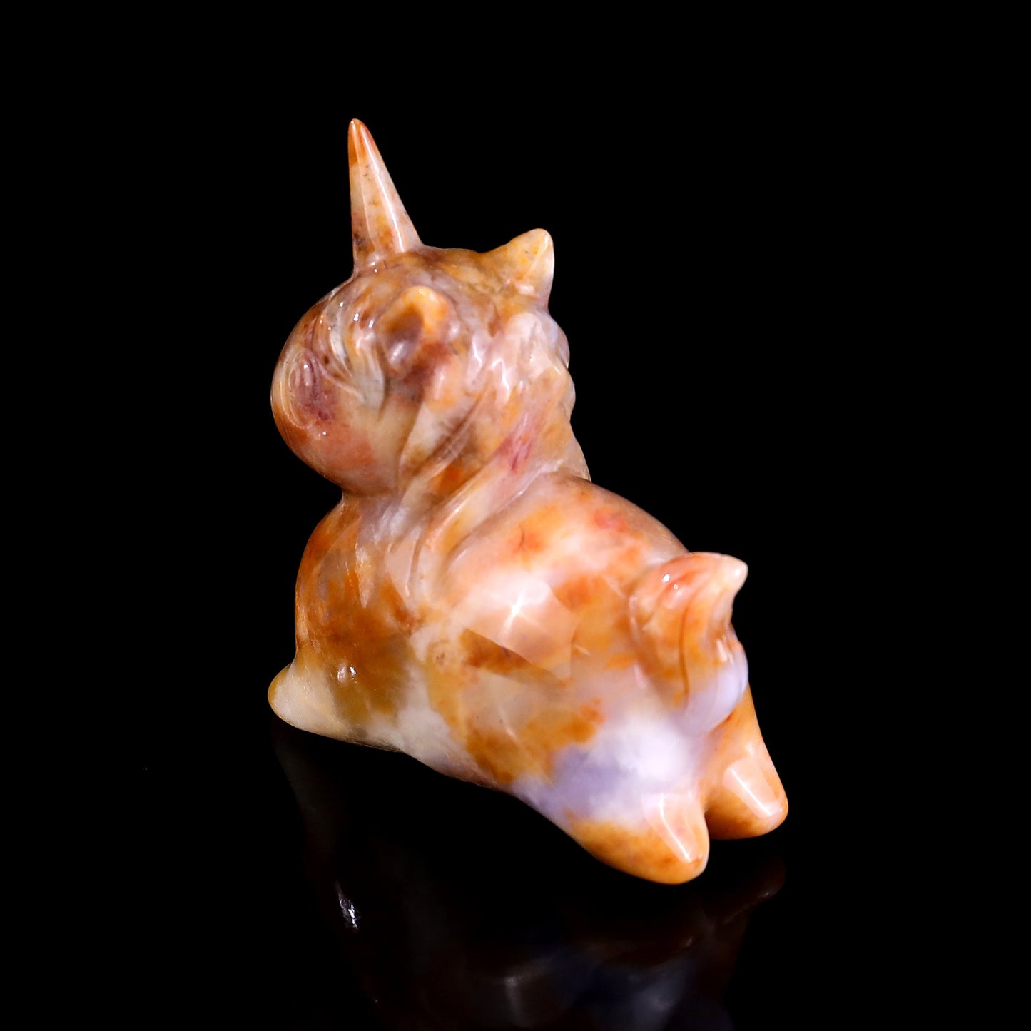 2.7" Chalcedony Hand Carved Crystal Unicorn Sculpture Crystallumi