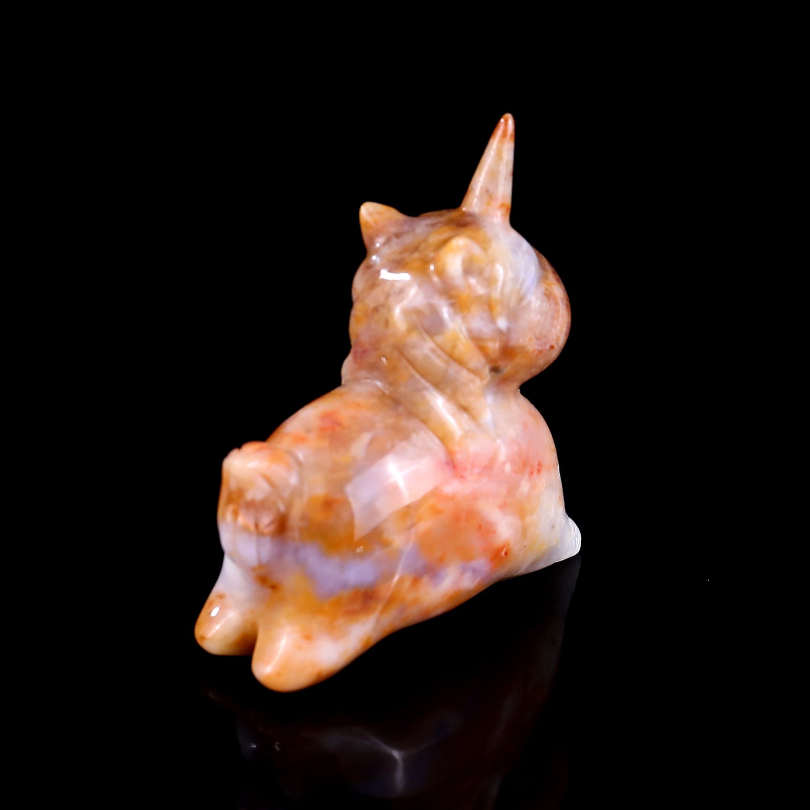 2.7" Chalcedony Hand Carved Crystal Unicorn Sculpture Crystallumi