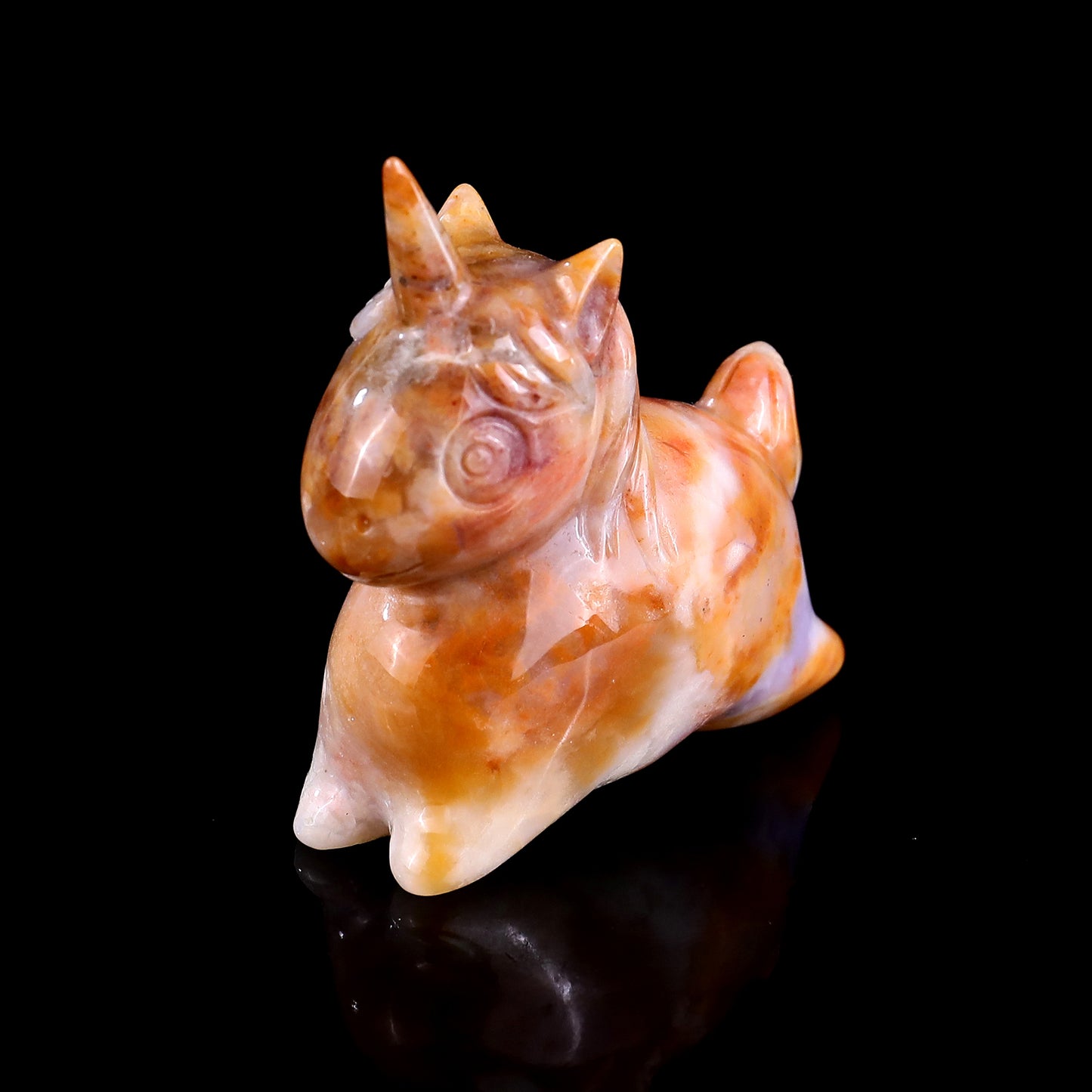 2.7" Chalcedony Hand Carved Crystal Unicorn Sculpture Crystallumi