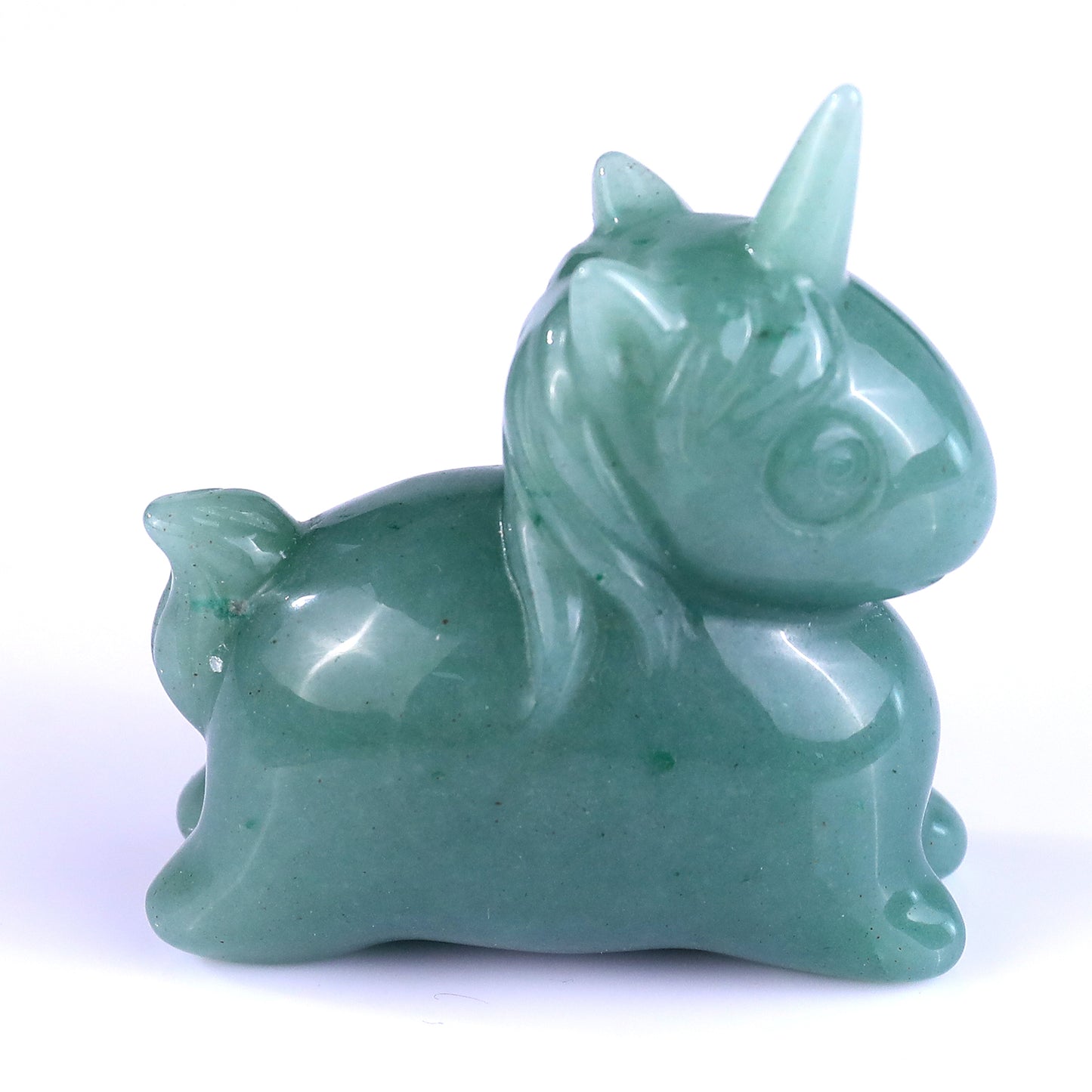 2.7" Green Aventurine Hand Carved Crystal Unicorn Sculpture Crystallumi