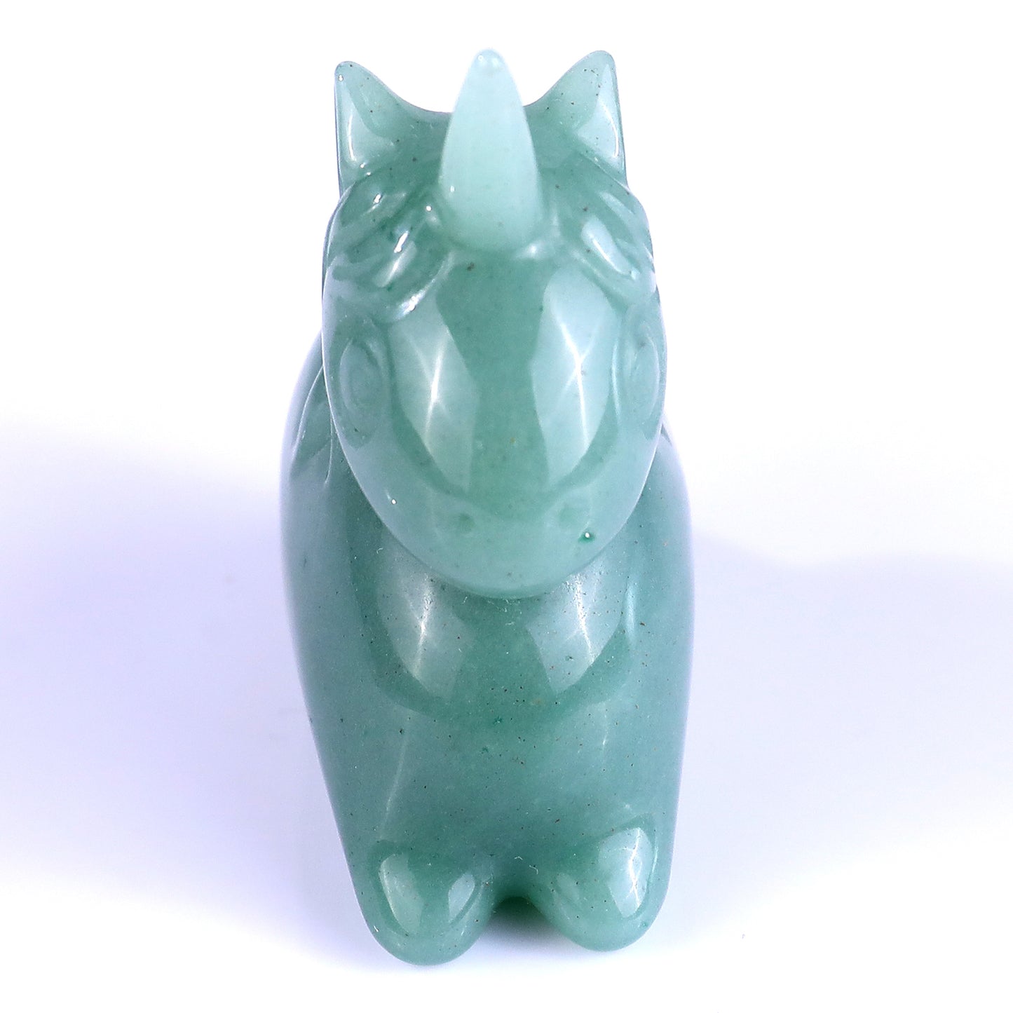 2.7" Green Aventurine Hand Carved Crystal Unicorn Sculpture Crystallumi