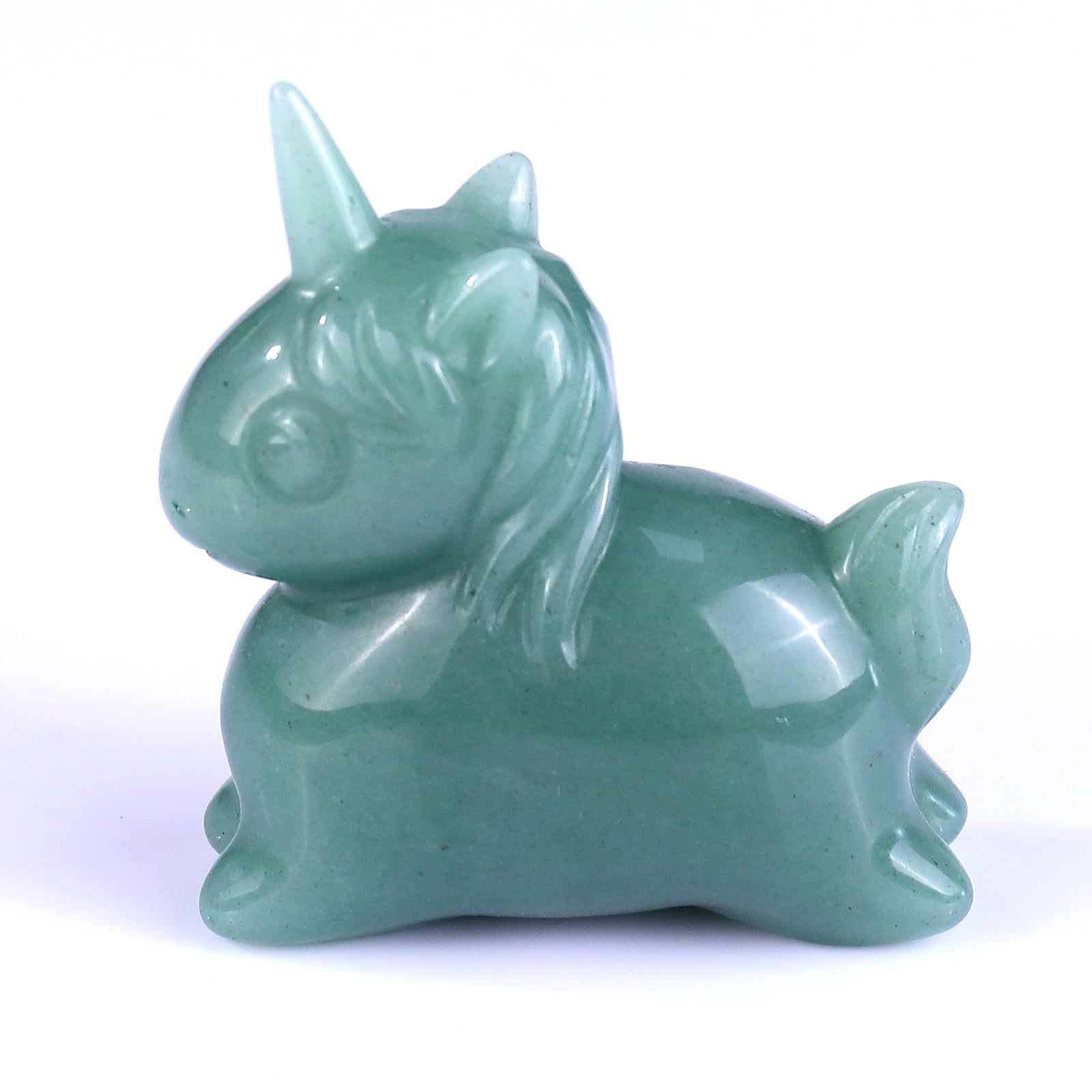 2.7" Green Aventurine Hand Carved Crystal Unicorn Sculpture Crystallumi