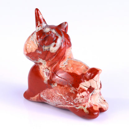 2.7" Red Jasper Hand Carved Crystal Unicorn Sculpture Crystallumi