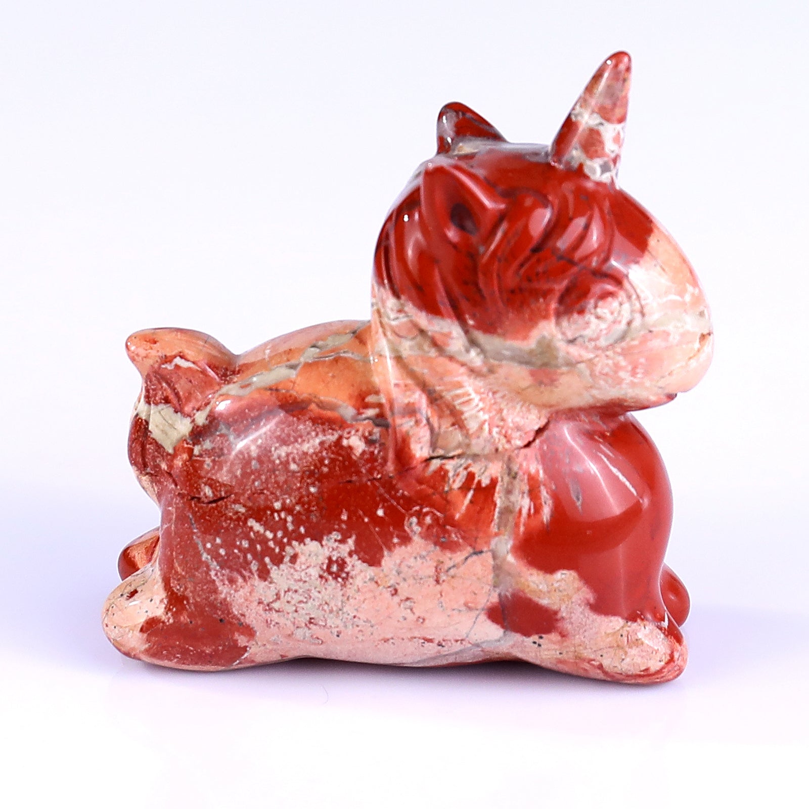 2.7" Red Jasper Hand Carved Crystal Unicorn Sculpture Crystallumi