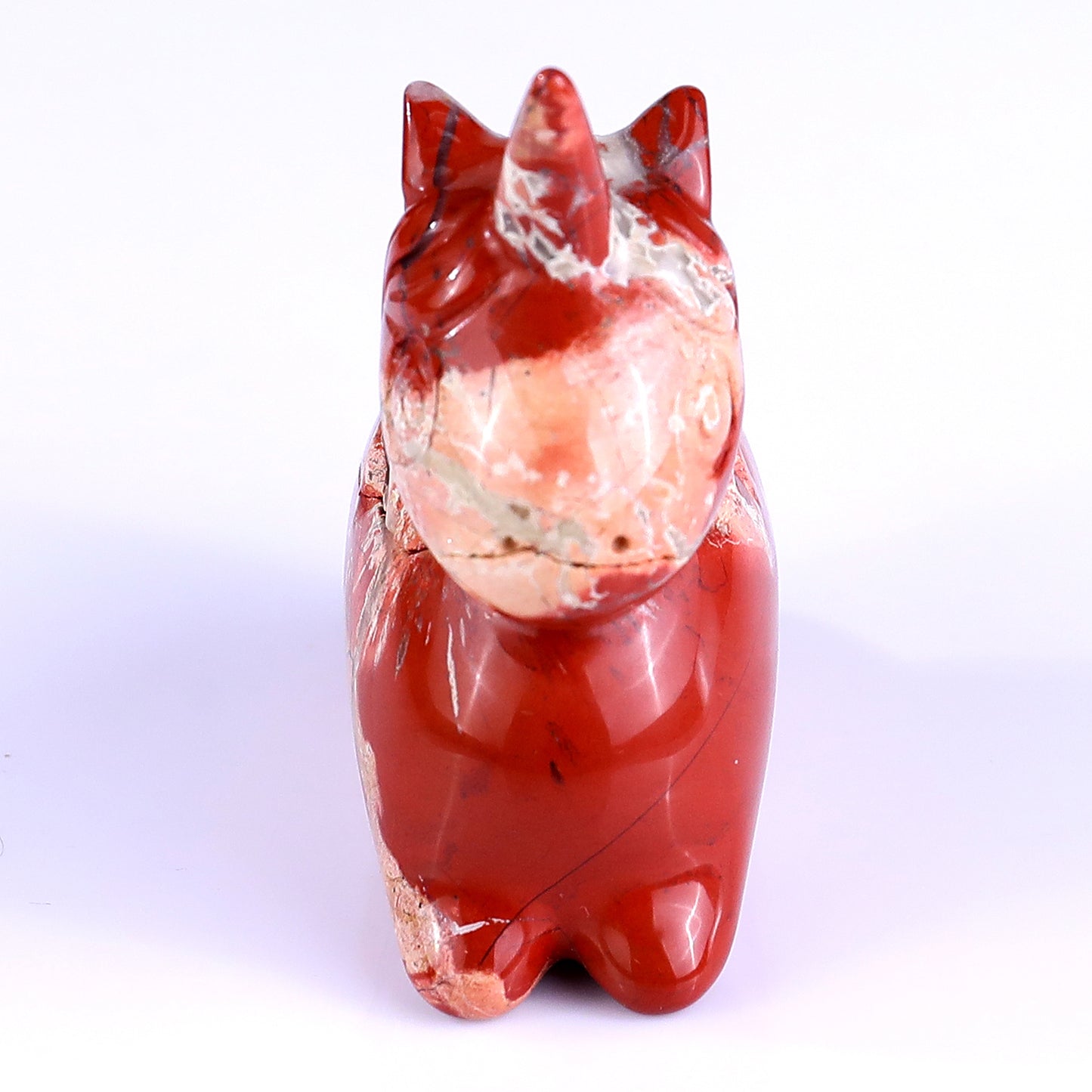 2.7" Red Jasper Hand Carved Crystal Unicorn Sculpture Crystallumi