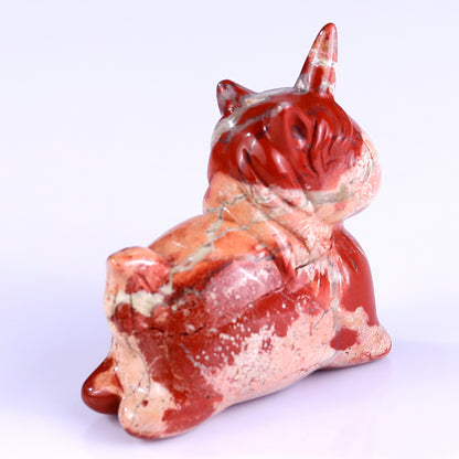 2.7" Red Jasper Hand Carved Crystal Unicorn Sculpture Crystallumi