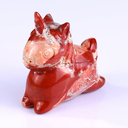 2.7" Red Jasper Hand Carved Crystal Unicorn Sculpture Crystallumi