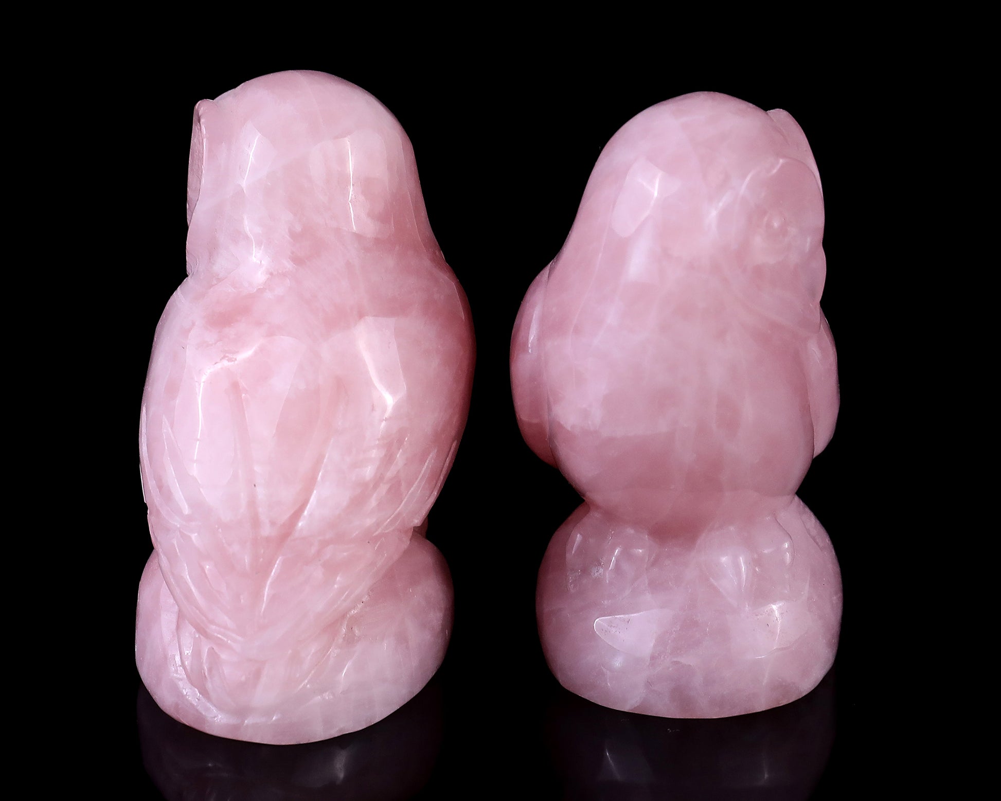 2.7" Rose Quartz Hand Carved Crystal Owl Sculpture Crystallumi