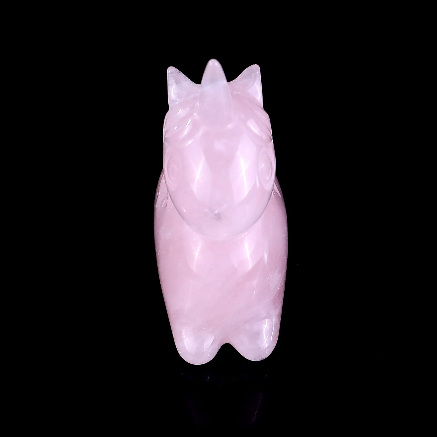 2.7" Rose Quartz Hand Carved Crystal Unicorn Sculpture Crystallumi