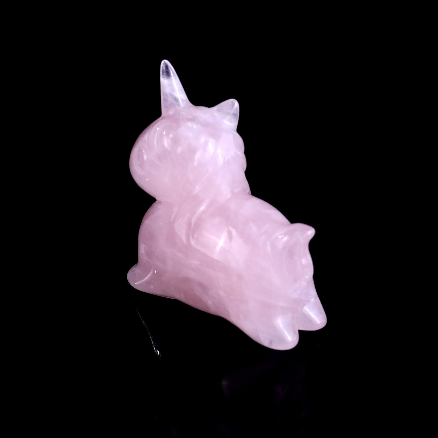 2.7" Rose Quartz Hand Carved Crystal Unicorn Sculpture Crystallumi