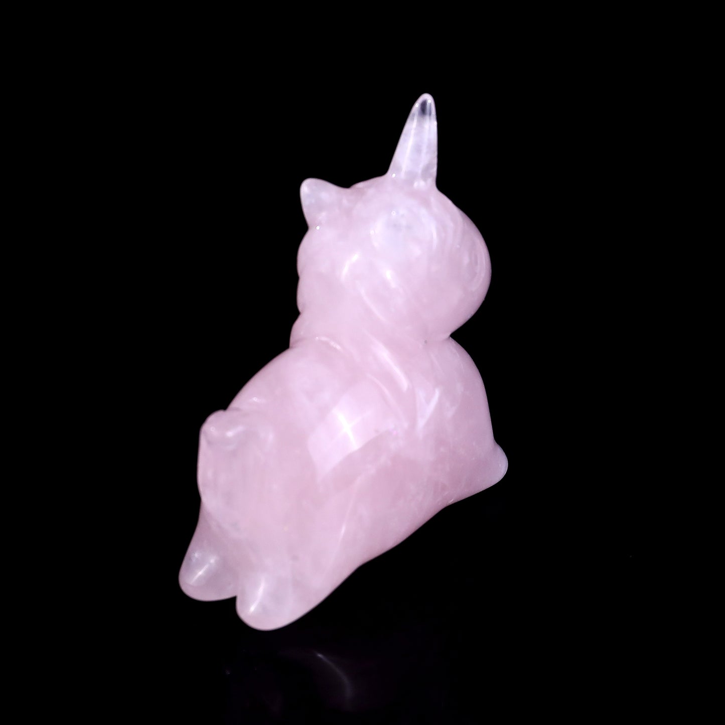 2.7" Rose Quartz Hand Carved Crystal Unicorn Sculpture Crystallumi