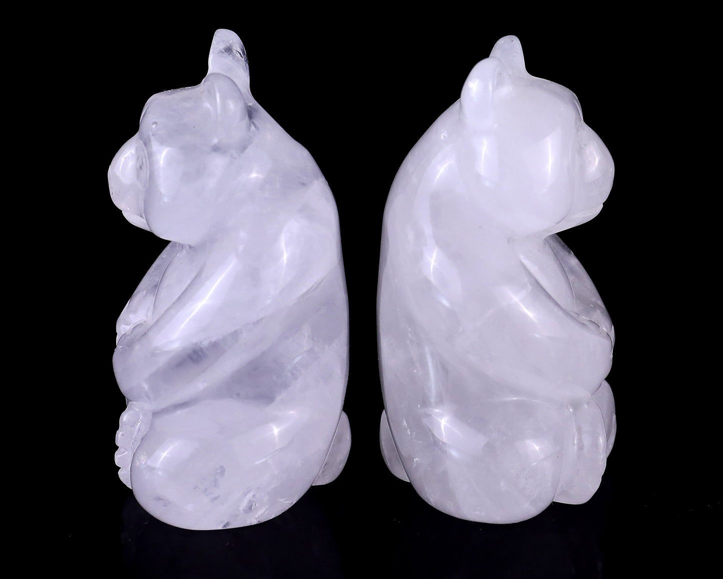 2.8" Angolan Quartz Hand Carved Crystal Panda Sculpture Crystallumi