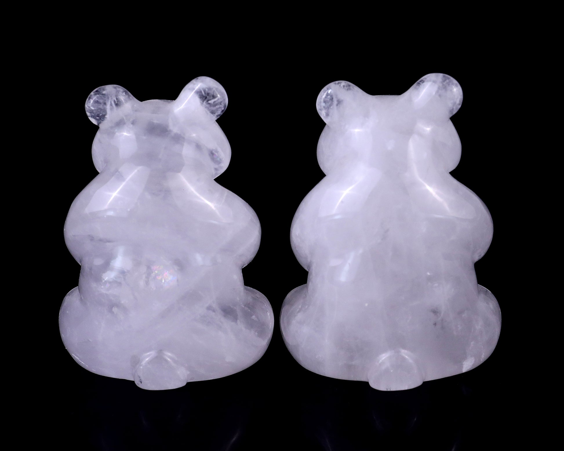 2.8" Angolan Quartz Hand Carved Crystal Panda Sculpture Crystallumi