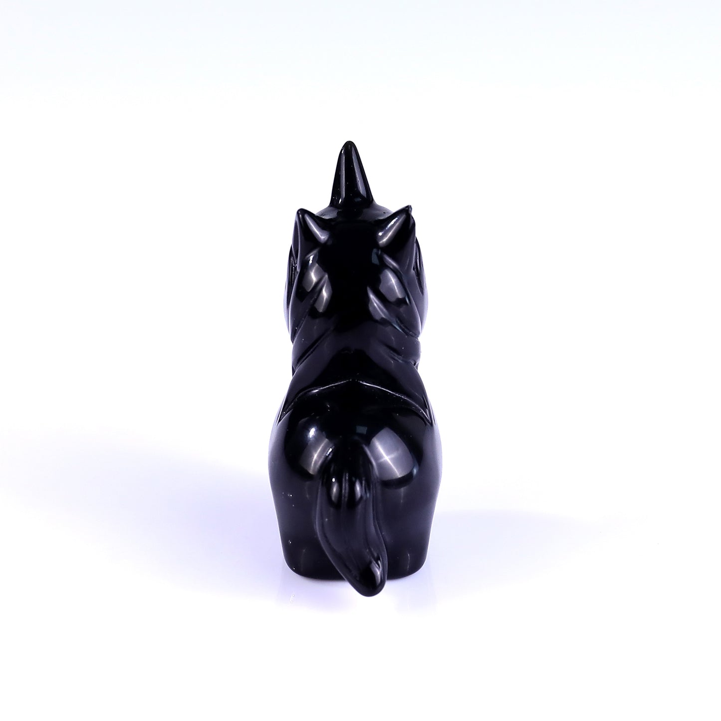 2.8" Black Obsidian Hand Carved Crystal Unicorn Sculpture Crystallumi