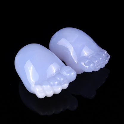 2.8" Blue Chalcedony Hand Carved Crystal Cute Foot Set Crystallumi