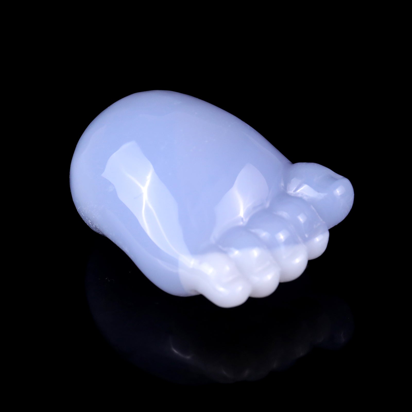 2.8" Blue Chalcedony Hand Carved Crystal Cute Foot Set Crystallumi