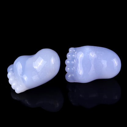 2.8" Blue Chalcedony Hand Carved Crystal Cute Foot Set Crystallumi