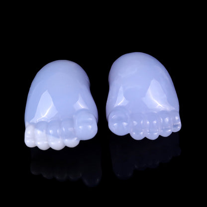 2.8" Blue Chalcedony Hand Carved Crystal Cute Foot Set Crystallumi