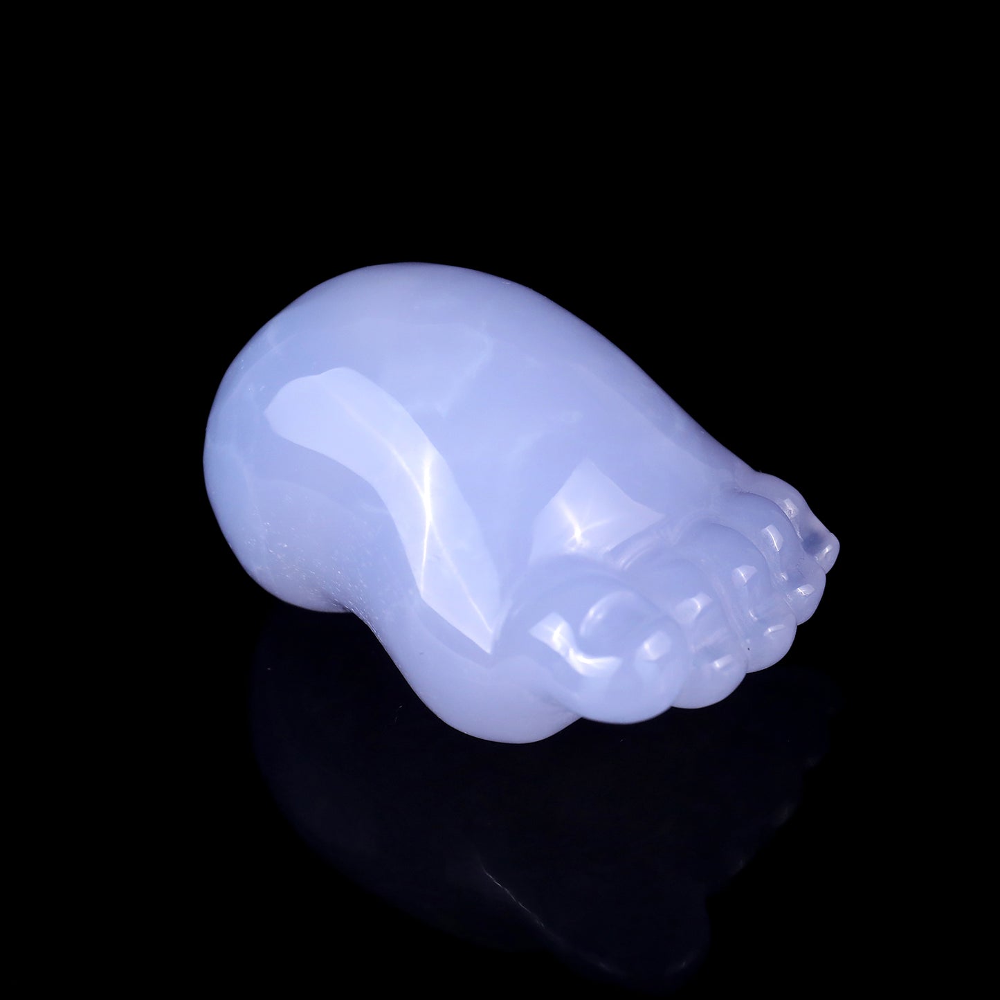 2.8" Blue Chalcedony Hand Carved Crystal Cute Foot Set Crystallumi