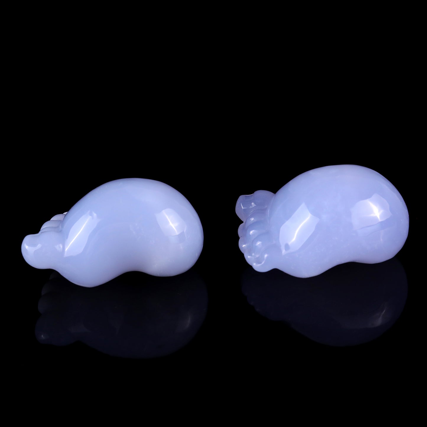 2.8" Blue Chalcedony Hand Carved Crystal Cute Foot Set Crystallumi