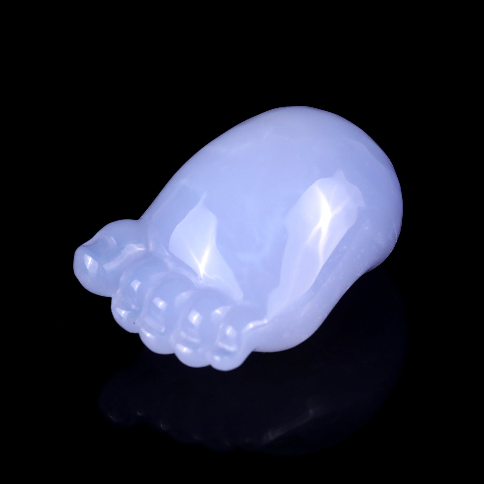 2.8" Blue Chalcedony Hand Carved Crystal Cute Foot Set Crystallumi