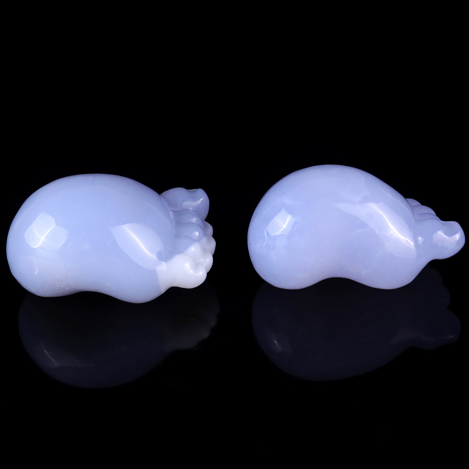 2.8" Blue Chalcedony Hand Carved Crystal Cute Foot Set Crystallumi