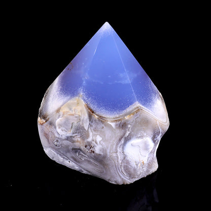 2.8" Blue Chalcedony Hand Carved Crystal Polished Point Crystallumi