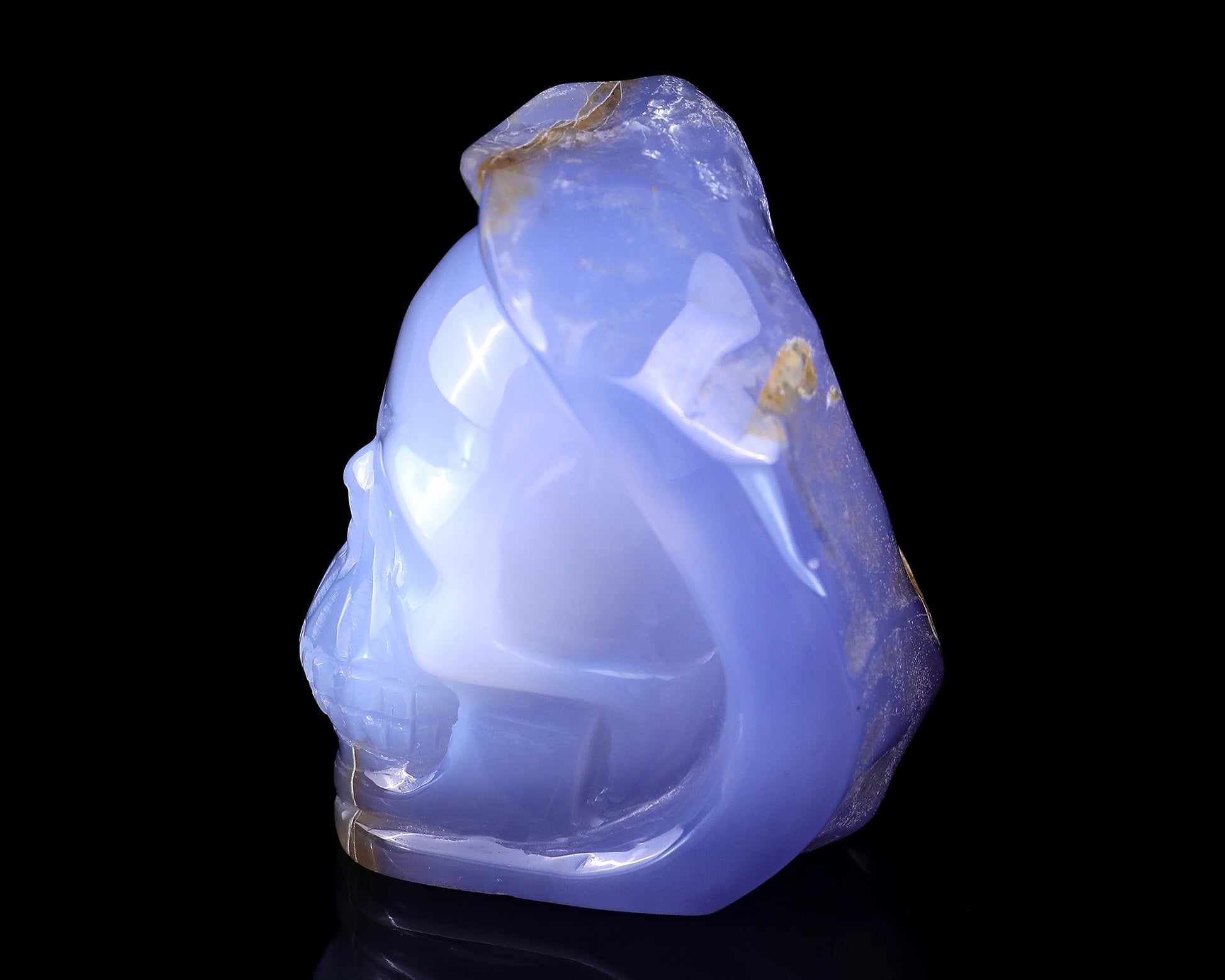 2.8" Blue Chalcedony Hand Carved Mineral Specimen Skull Sculpture Crystallumi