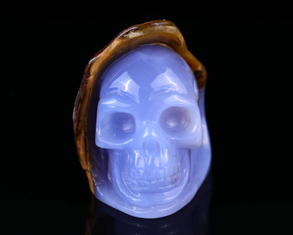 2.8" Blue Chalcedony Hand Carved Mineral Specimen Skull Sculpture Crystallumi