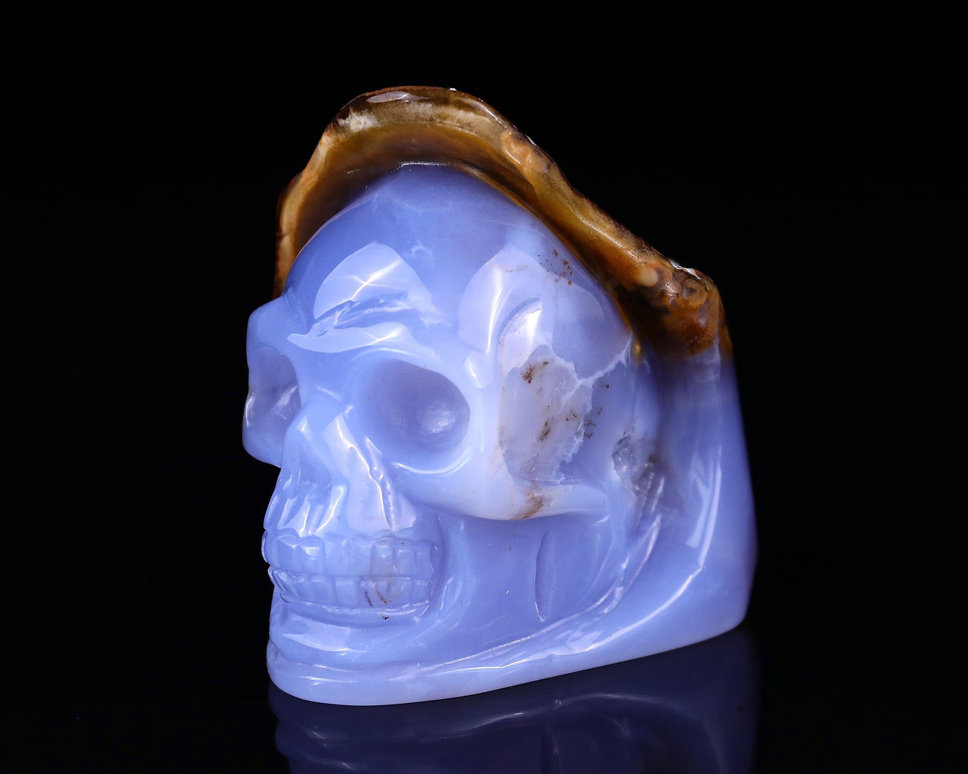 2.8" Blue Chalcedony Hand Carved Mineral Specimen Skull Sculpture Crystallumi