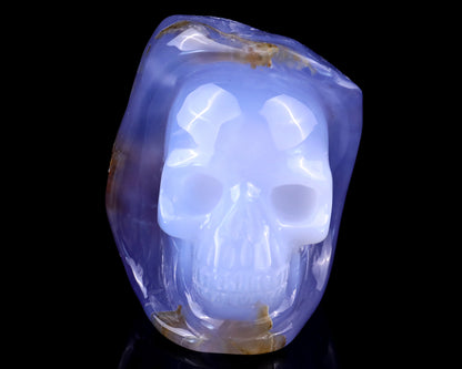 2.8" Blue Chalcedony Hand Carved Mineral Specimen Skull Sculpture Crystallumi