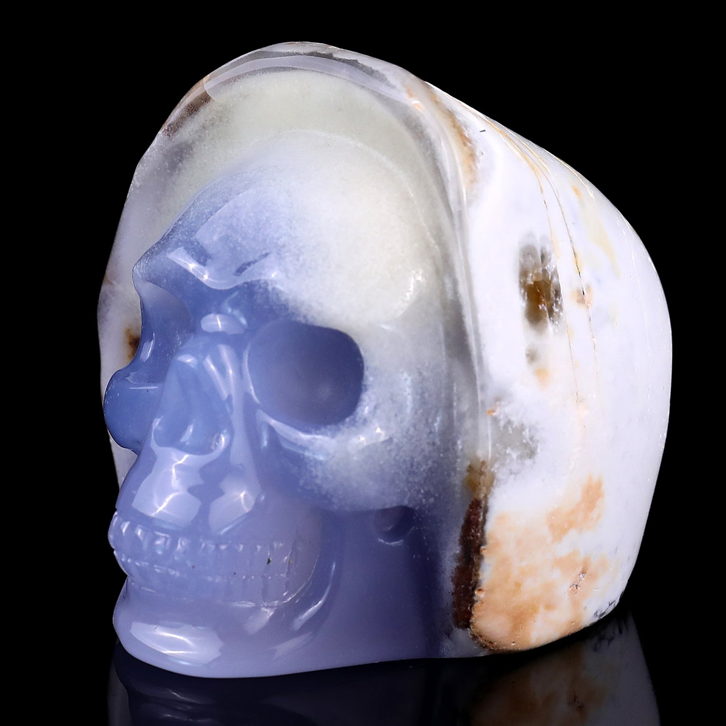 2.8" Blue Chalcedony Hand Carved Mineral Specimen Skull Sculpture Crystallumi