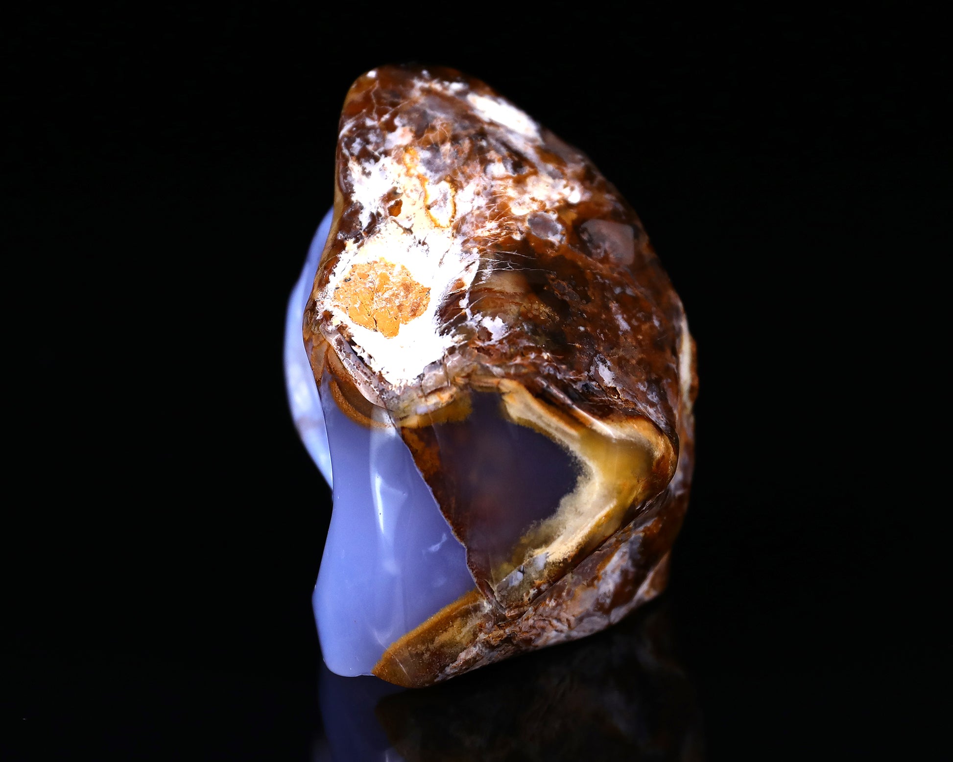 2.8" Blue Chalcedony Hand Carved Mineral Specimen Skull Sculpture Crystallumi