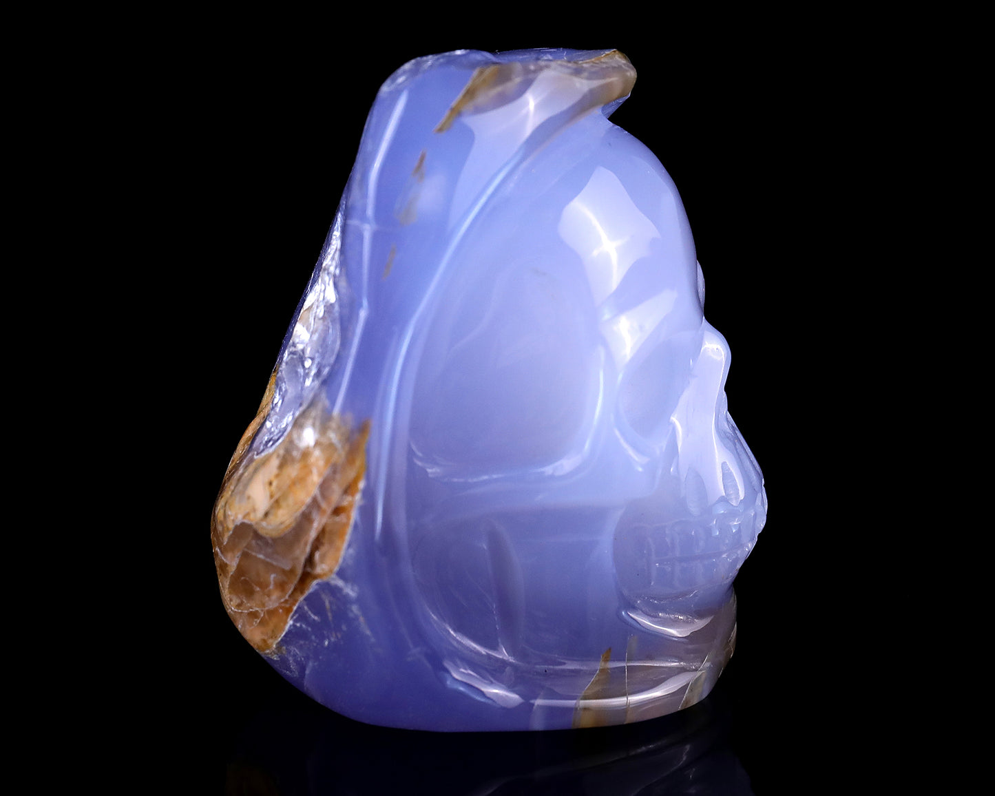 2.8" Blue Chalcedony Hand Carved Mineral Specimen Skull Sculpture Crystallumi