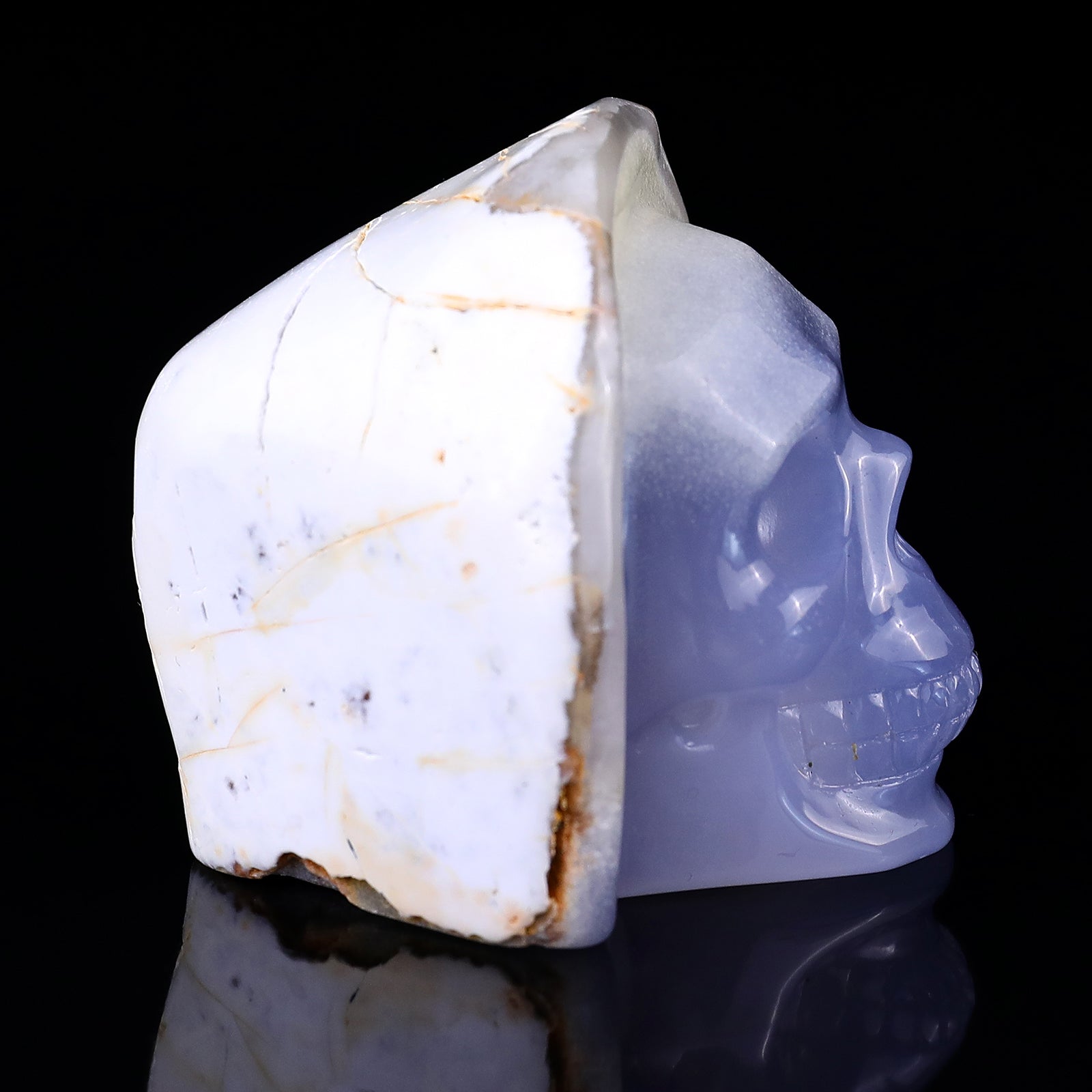 2.8" Blue Chalcedony Hand Carved Mineral Specimen Skull Sculpture Crystallumi