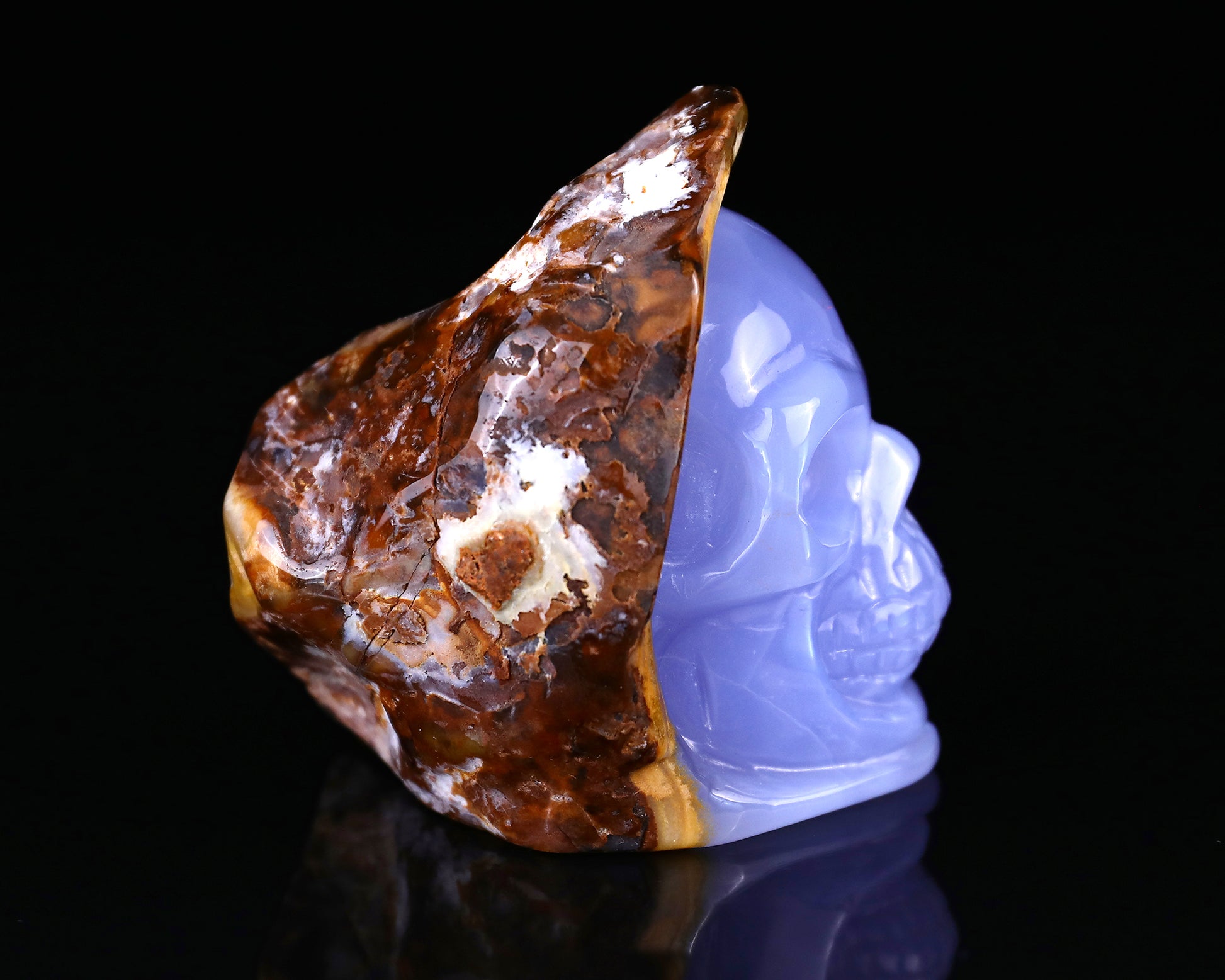 2.8" Blue Chalcedony Hand Carved Mineral Specimen Skull Sculpture Crystallumi