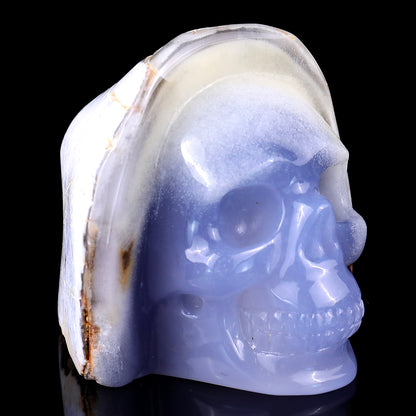 2.8" Blue Chalcedony Hand Carved Mineral Specimen Skull Sculpture Crystallumi