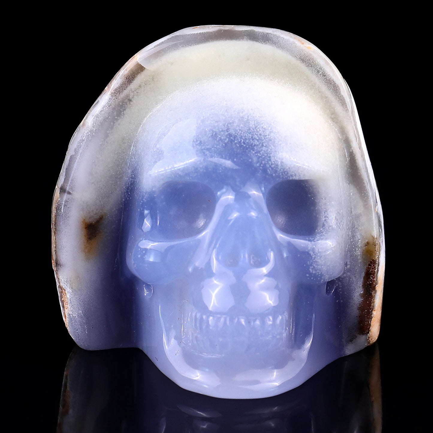 2.8" Blue Chalcedony Hand Carved Mineral Specimen Skull Sculpture Crystallumi